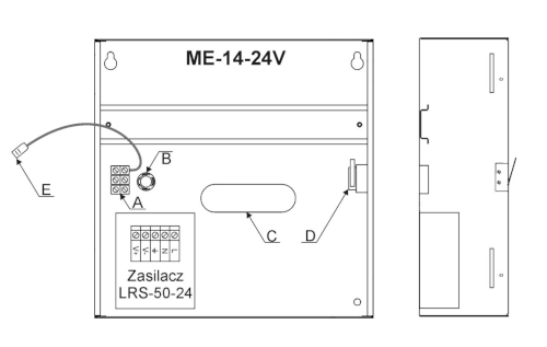 Opis elementów obudowy ME-14-24V