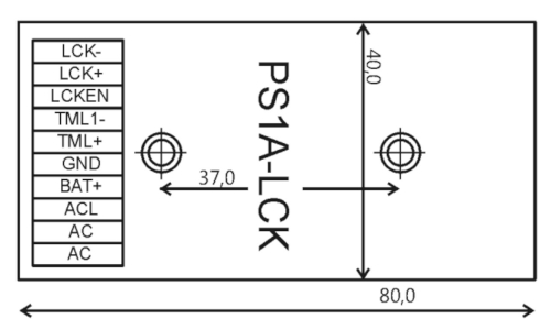 Wymiary modułu PS1A-LCK
