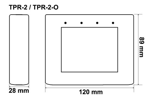 TPR-2 / TPR-2-O - Wymiary panelu dotykowego.