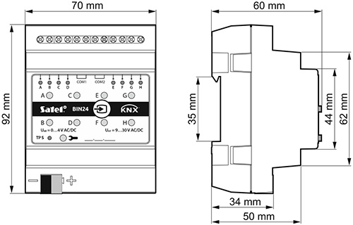 Wymiary KNX-BIN24.
