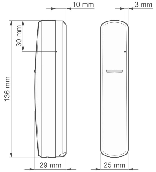 Wymiary czujnika XD-2L