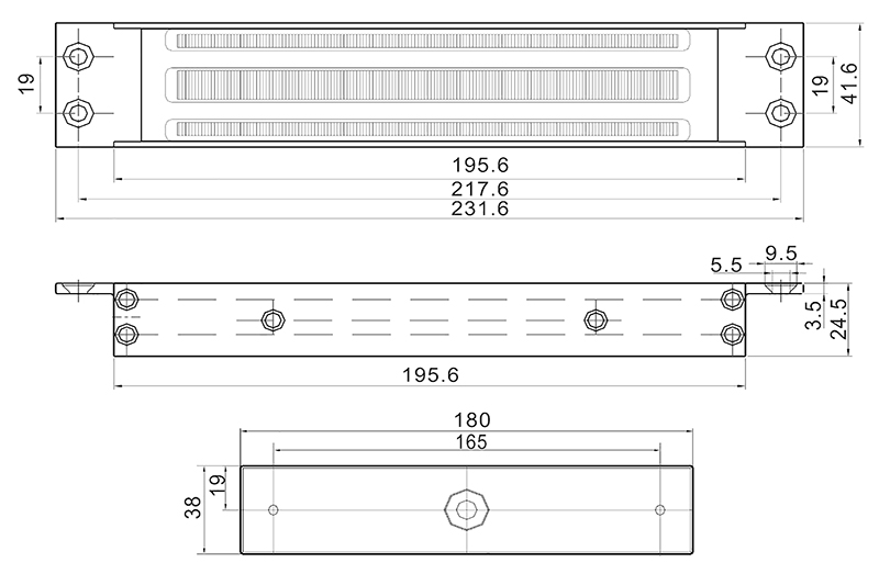 EL-600MS - Wymiary zwory elektromagnetycznej.