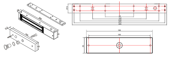 Wymiary zwory EL-800BSL
