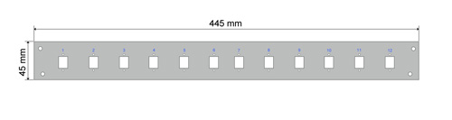 Wymiary panelu do przełącznicy światłowodowej (mm).