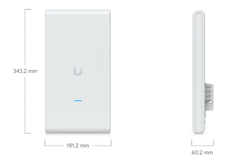 Wymiary urządzenia UniFi U6 Mesh Pro podane w mm.