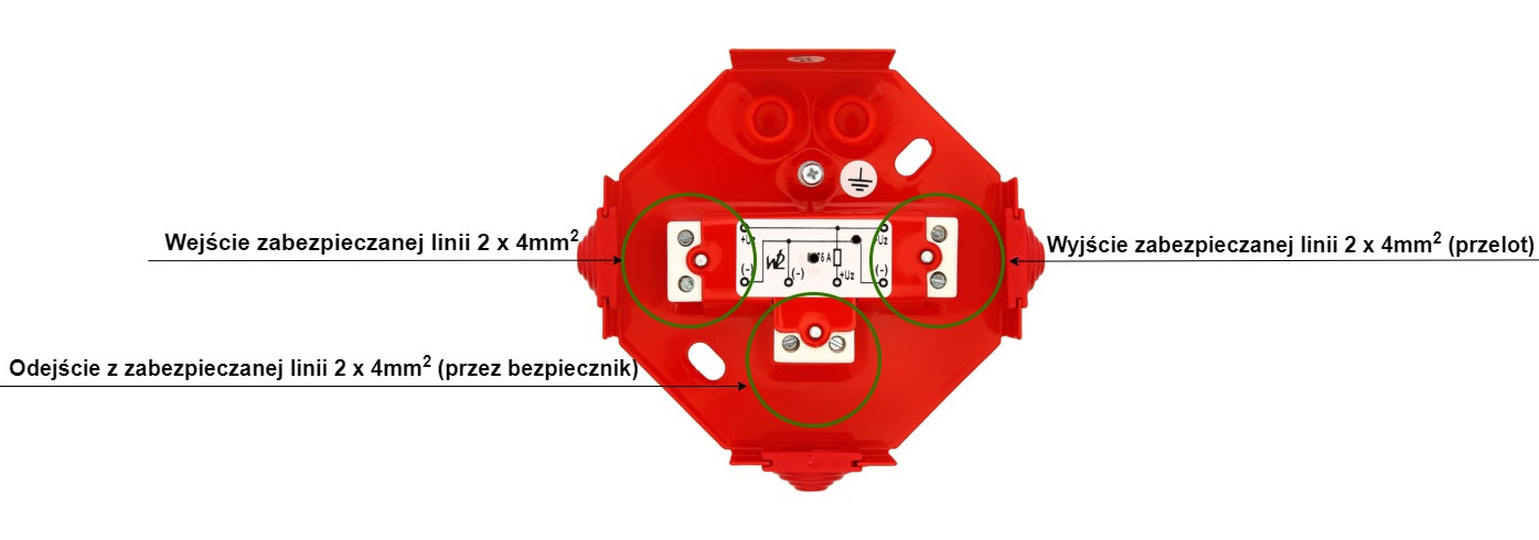 Zaciski puszki instal. PIP-1AN z bezpiecznikem