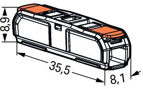 Wymiary szybkozłączki WAGO 221 Inline