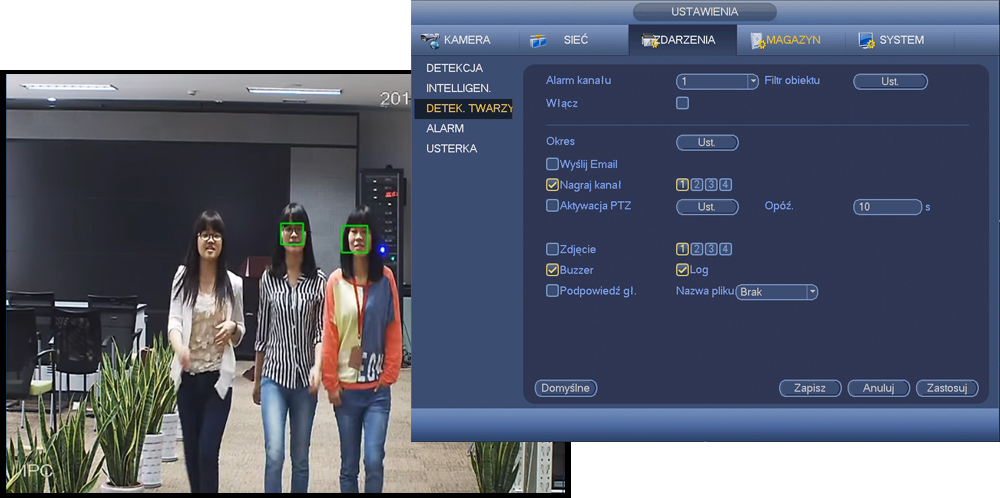 Inteligentna detekcja twarzy w rejestratorze Dahua.