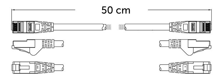 Wymiary patchcordu FTP kat 5E 50cm