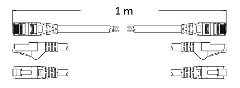 Wymiary patchcordu UTP kat.5E 100cm