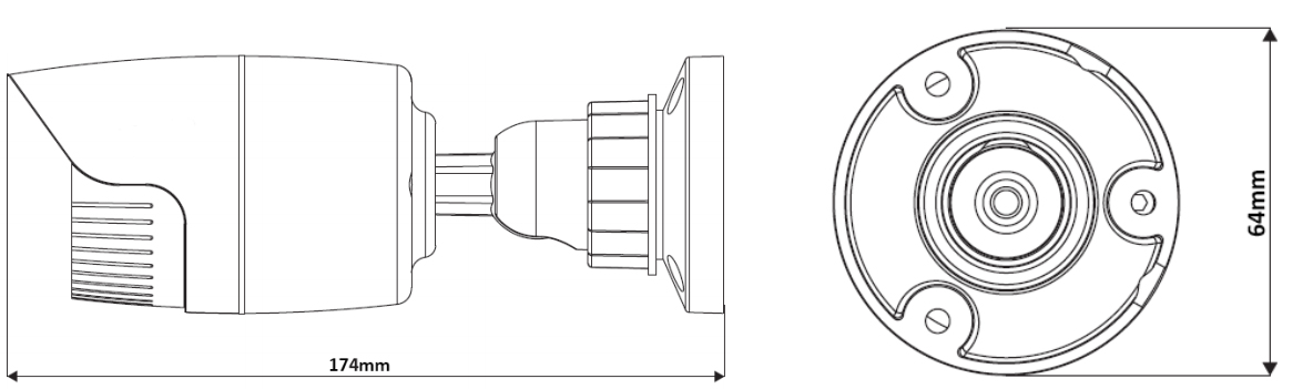 PX-DI2028-E - Wymiary kamery podane w mm.
