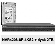 Rejestrator sieciowy DHI-NVR4208-8P-4KS2 + dysk HDD 2TB.