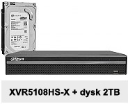 Rejestrator DH-XVR5108HS-X + dysk HDD 2TB.