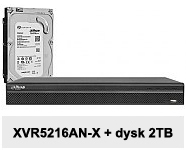 Rejestrator DH-XVR5216AN-X + dysk HDD 2TB.