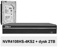 Rejestrator sieciowy DHI-NVR4108HS-4KS2 + dysk HDD 2TB.