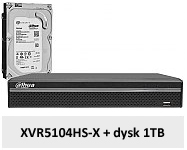 Rejestrator DH-XVR5104HS-X + dysk HDD 1TB.